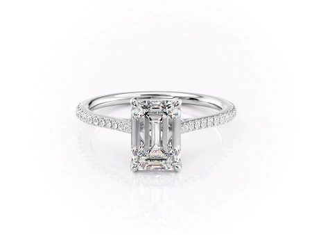 The Pave Madison Set With A 1.5 Carat Emerald Lab Diamond on Sale