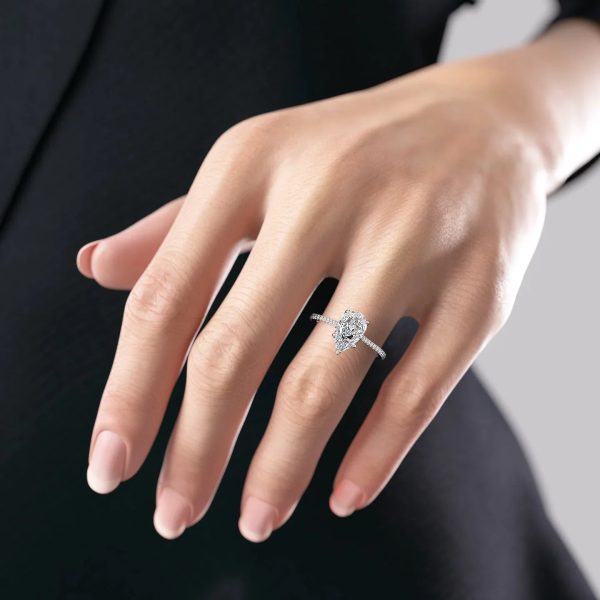 The Pave Madison Set With A 1.5 Carat Pear Lab Diamond Cheap